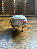 Antique Floral Ceramic Trinket Holder 🌸✨ — Dainty 3-Footed Keepsake Dish