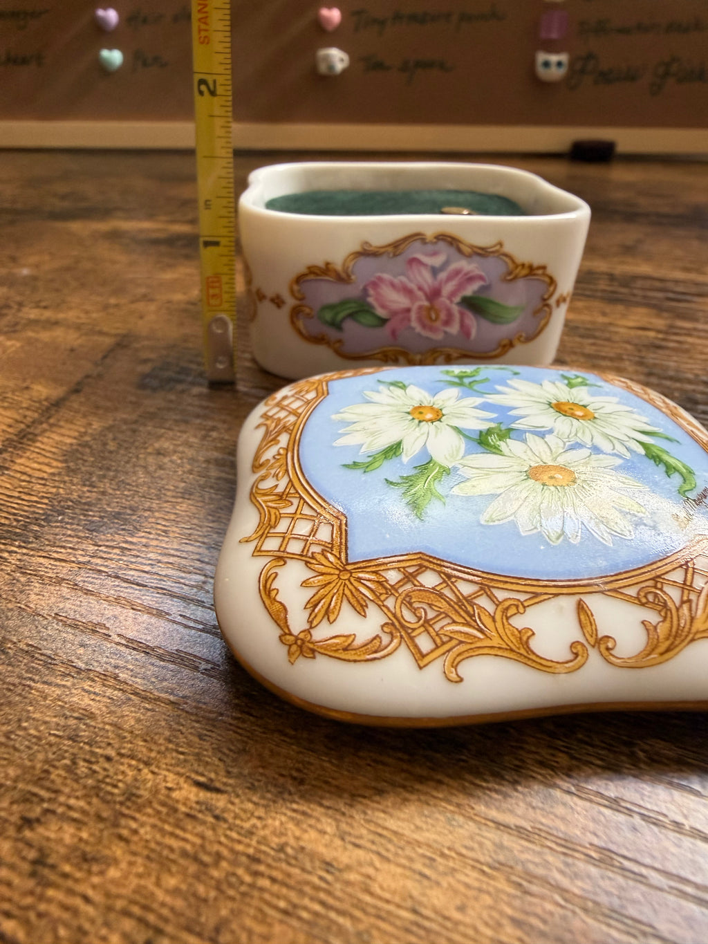 Antique Velvet-Top Porcelain Music Box 🎶✨ — Jewelry & Keepsake Storage