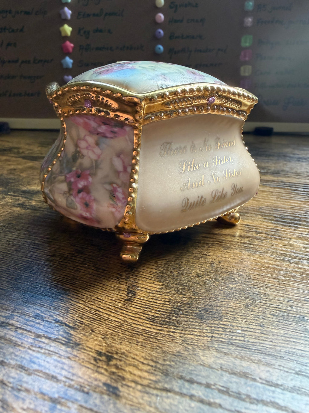 Antique Ceramic Sisters Themed Music Box 🎶✨ — Large Jewelry & Keepsake Storage