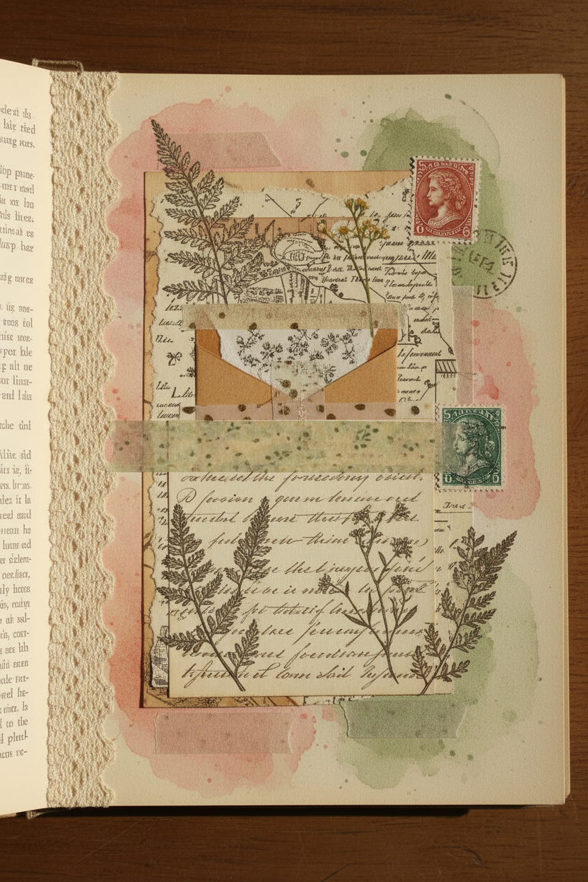 Aesthetic Junk Journal Page — No Pressed Flowers