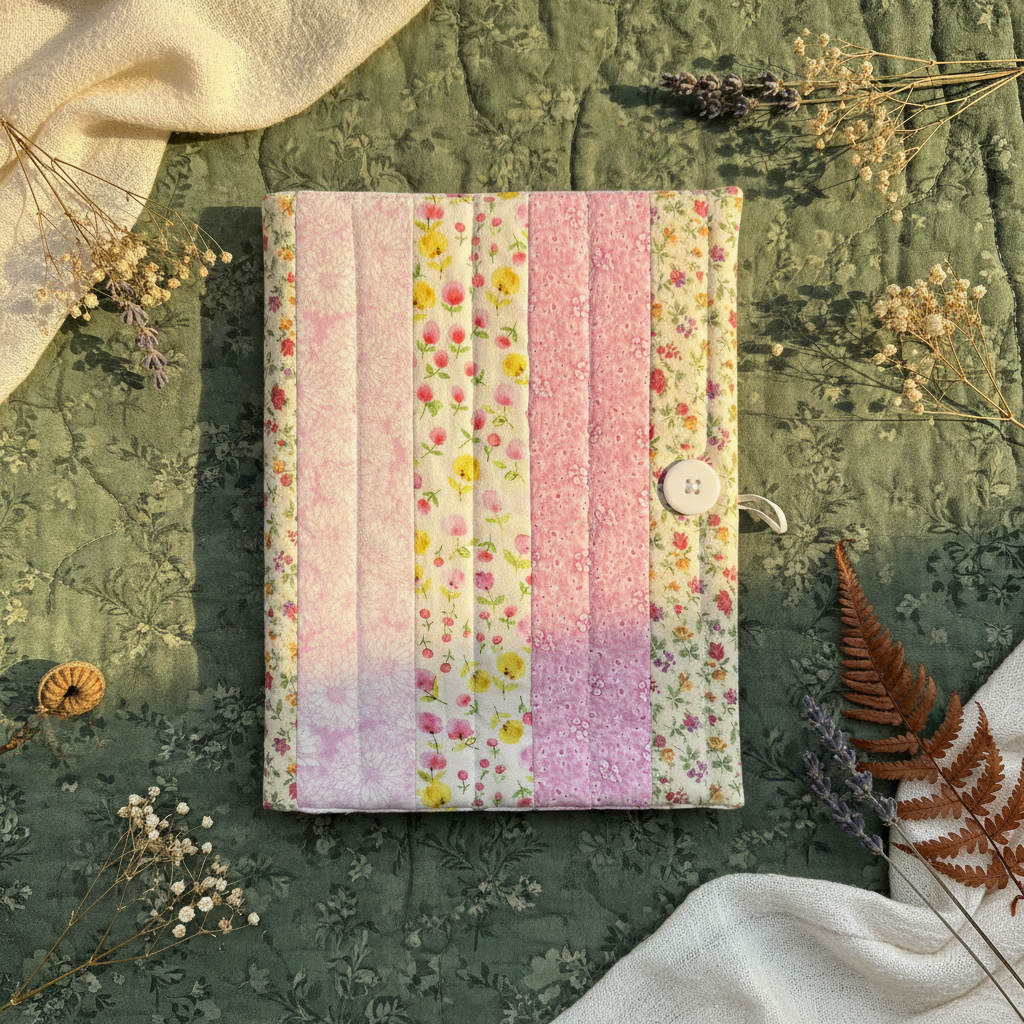 Floral notebook cover with cottage-core background