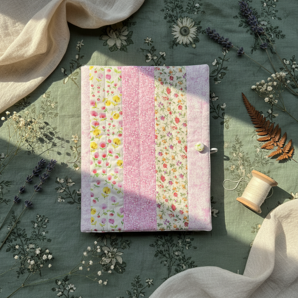 Floral notebook cover with cottage-core background