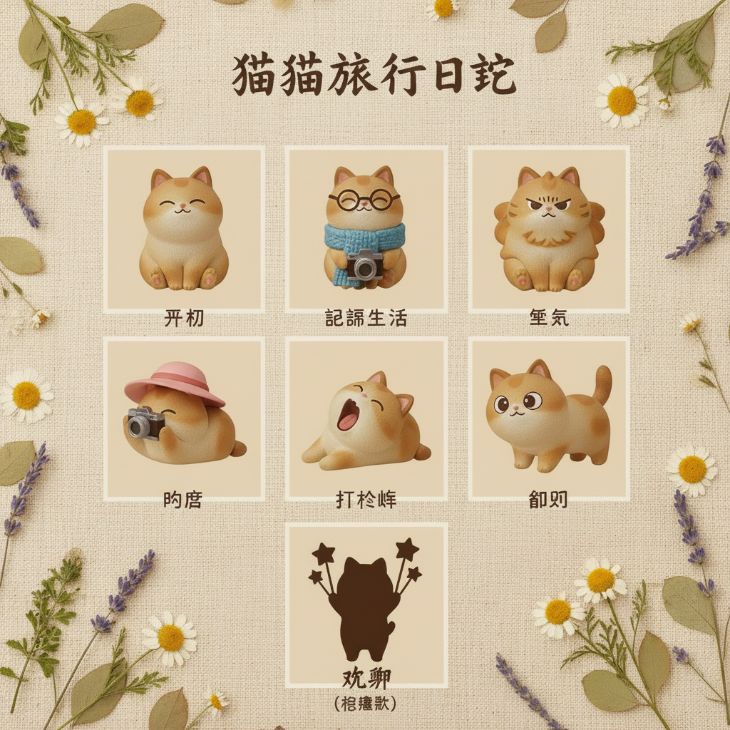 Cat's Travel Diary - all variant designs