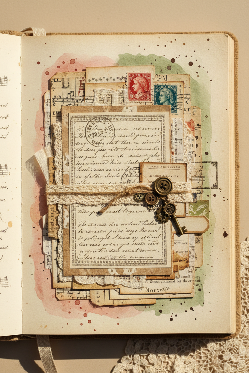 Intricate Junk Journal Page — Flower Free