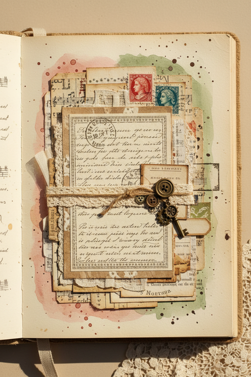 Intricate Junk Journal Page — Flower Free