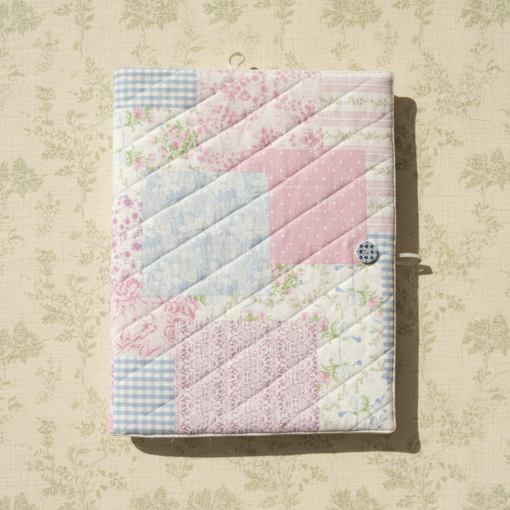 Notebook cover with cream and sage cottage-core background