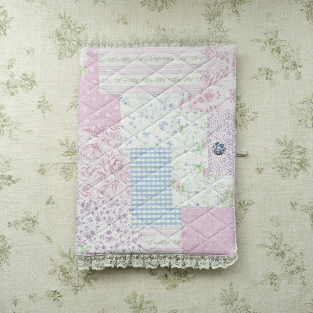Notebook cover with soft cottage-core background