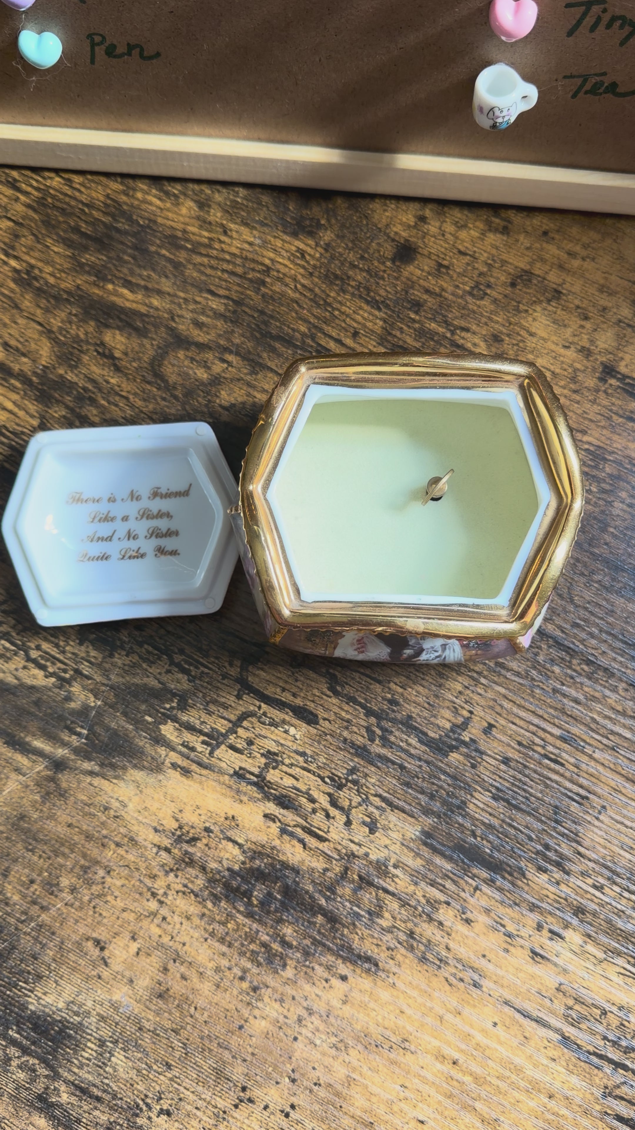Antique Ceramic Sisters Themed Music Box 🎶✨ — Large Jewelry & Keepsake Storage