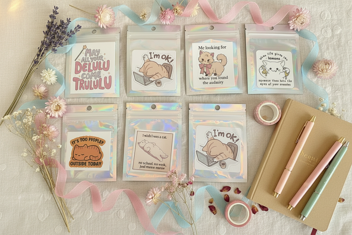 Sticker Bags with Pens and Journal