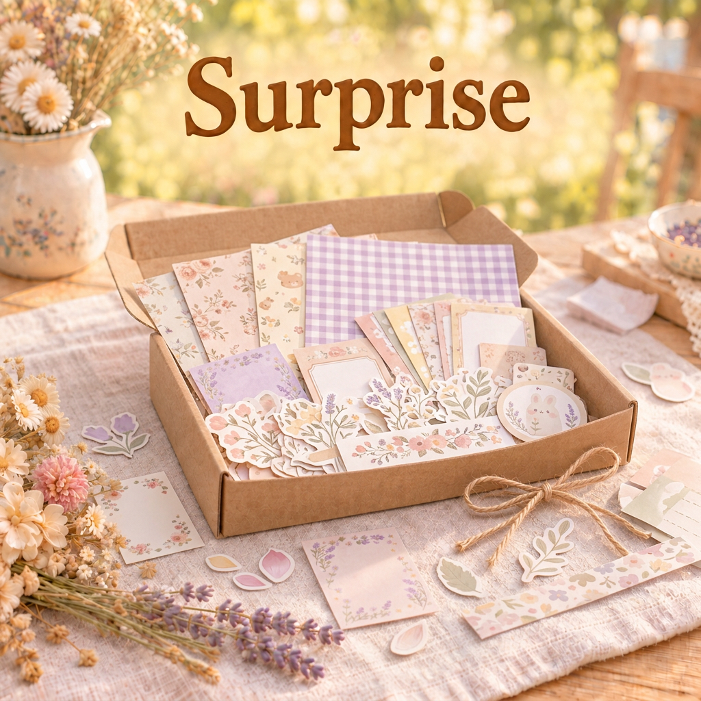Surprise ephemera box with beautiful patterned papers in a warm cottage setting